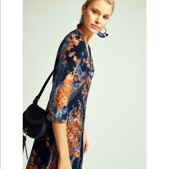 Last one Anthropologie velvet wrap Enya dress - Picture 4 of 8